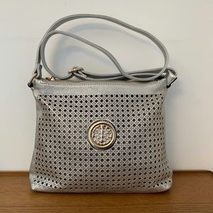 Unique Style Silver Gold Faux Leather Messenger Crossbody Shoulder Bag Purse